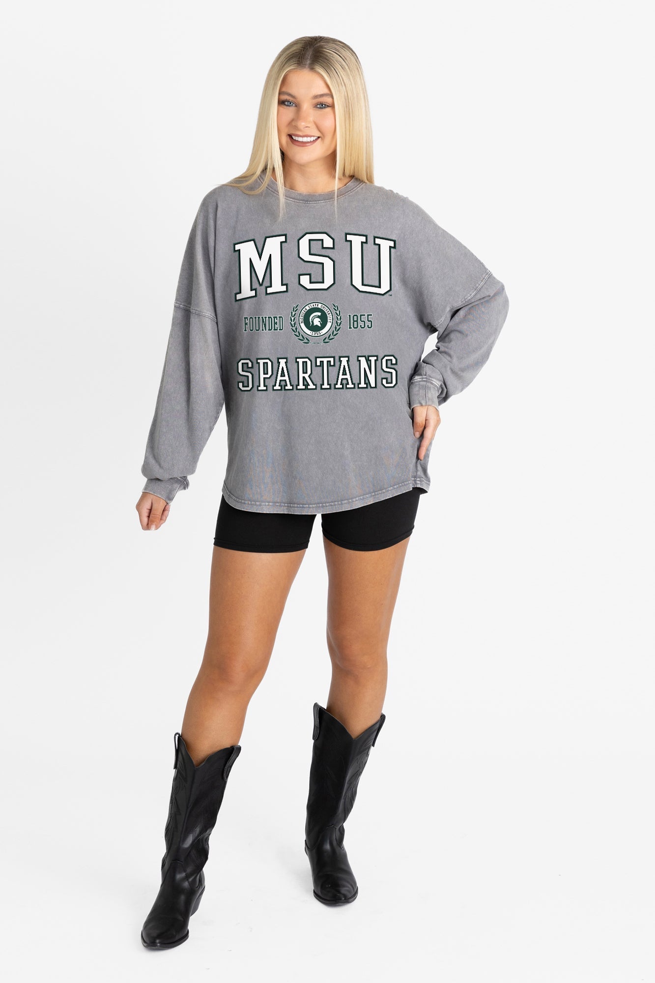 MICHIGAN STATE SPARTANS FINAL SCORE FADED WASH PULLOVER