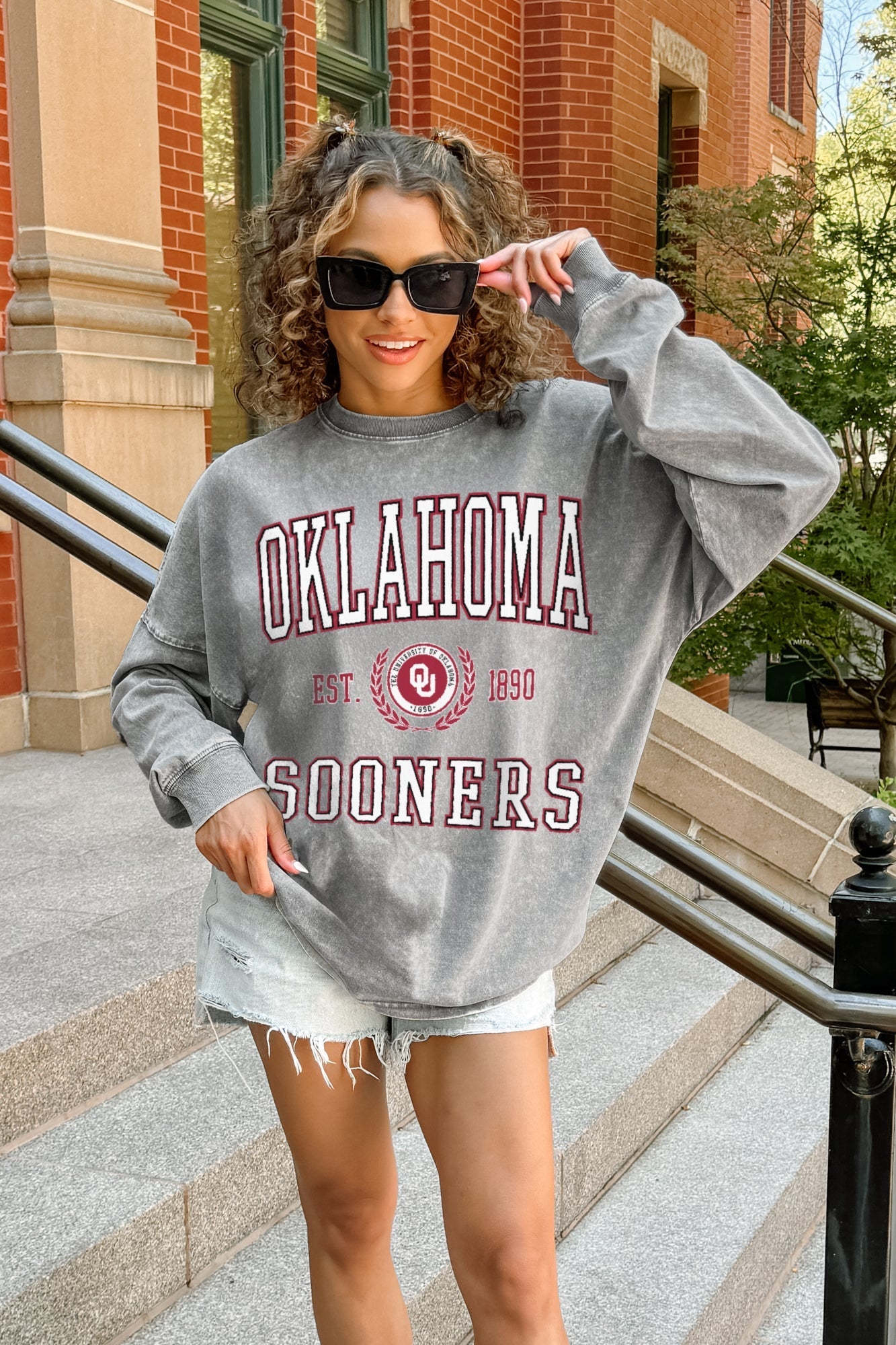 OKLAHOMA SOONERS FINAL SCORE FADED WASH PULLOVER