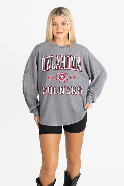 OKLAHOMA SOONERS FINAL SCORE FADED WASH PULLOVER