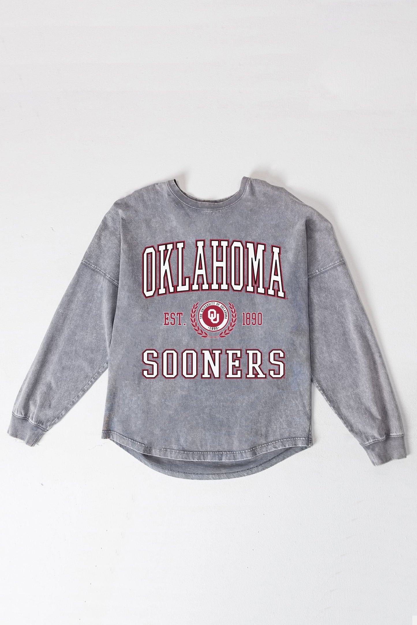 OKLAHOMA SOONERS FINAL SCORE FADED WASH PULLOVER