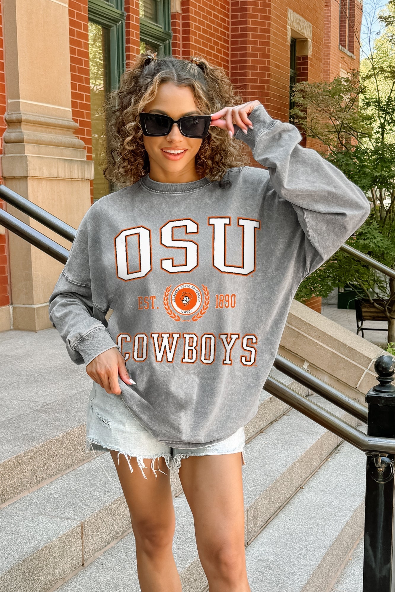 OKLAHOMA STATE COWBOYS FINAL SCORE FADED WASH PULLOVER