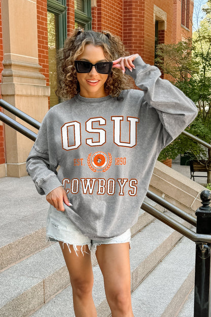 OKLAHOMA STATE COWBOYS FINAL SCORE FADED WASH PULLOVER