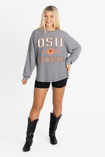 OKLAHOMA STATE COWBOYS FINAL SCORE FADED WASH PULLOVER