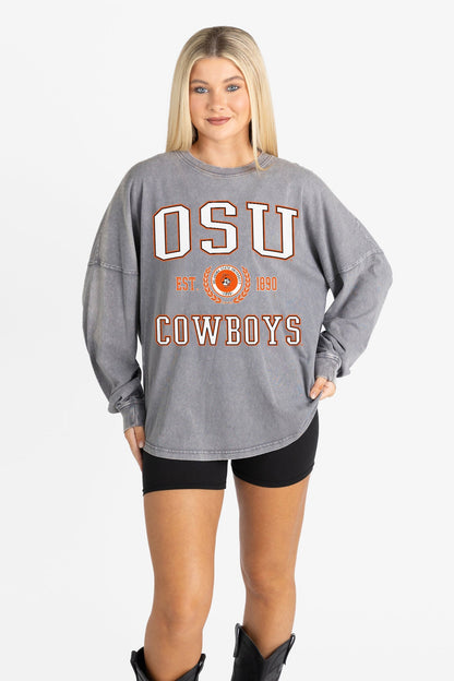 OKLAHOMA STATE COWBOYS FINAL SCORE FADED WASH PULLOVER