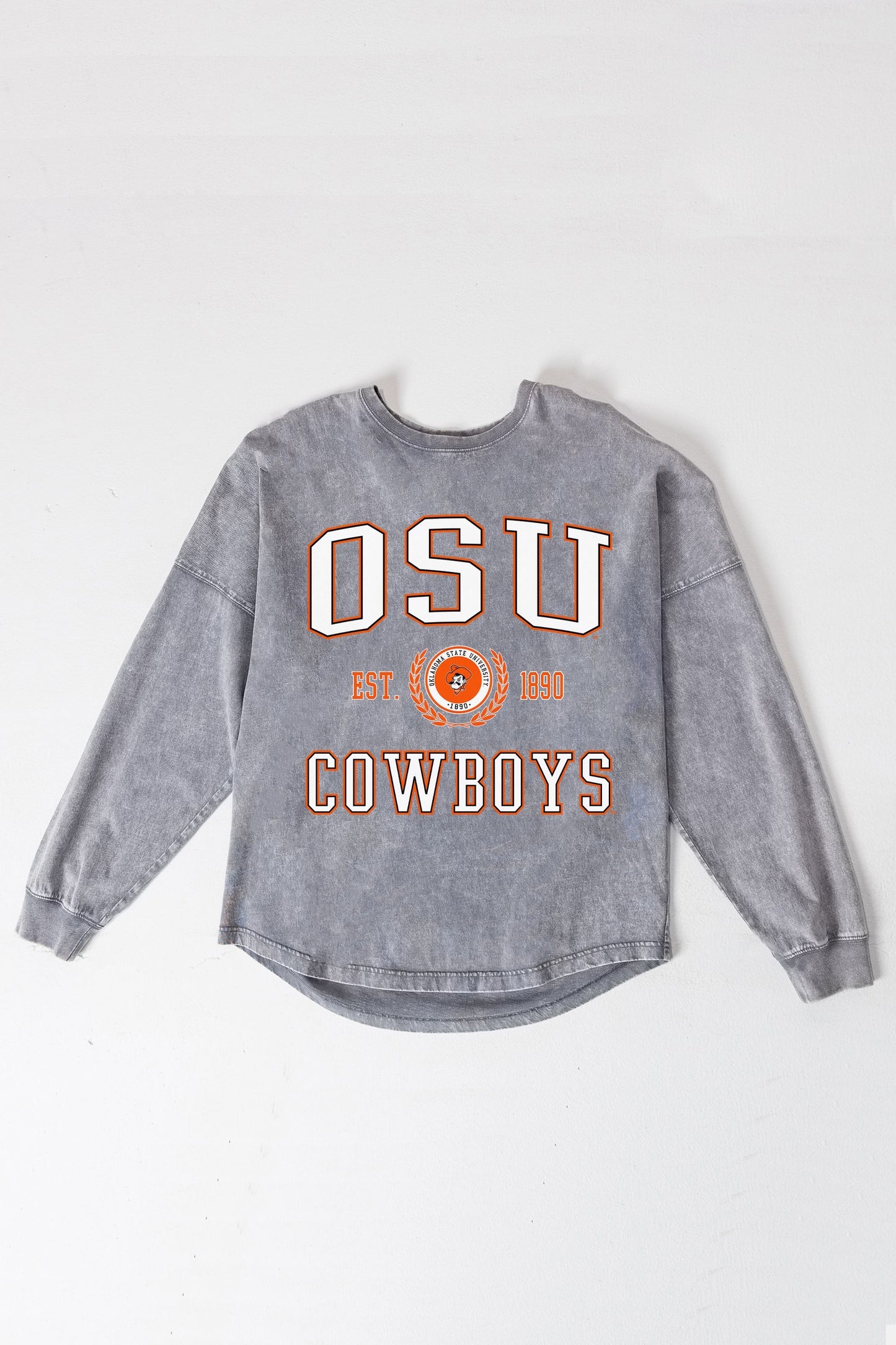OKLAHOMA STATE COWBOYS FINAL SCORE FADED WASH PULLOVER