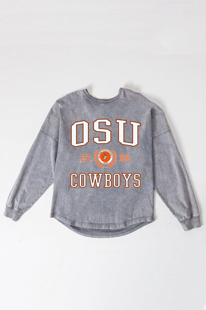 OKLAHOMA STATE COWBOYS FINAL SCORE FADED WASH PULLOVER
