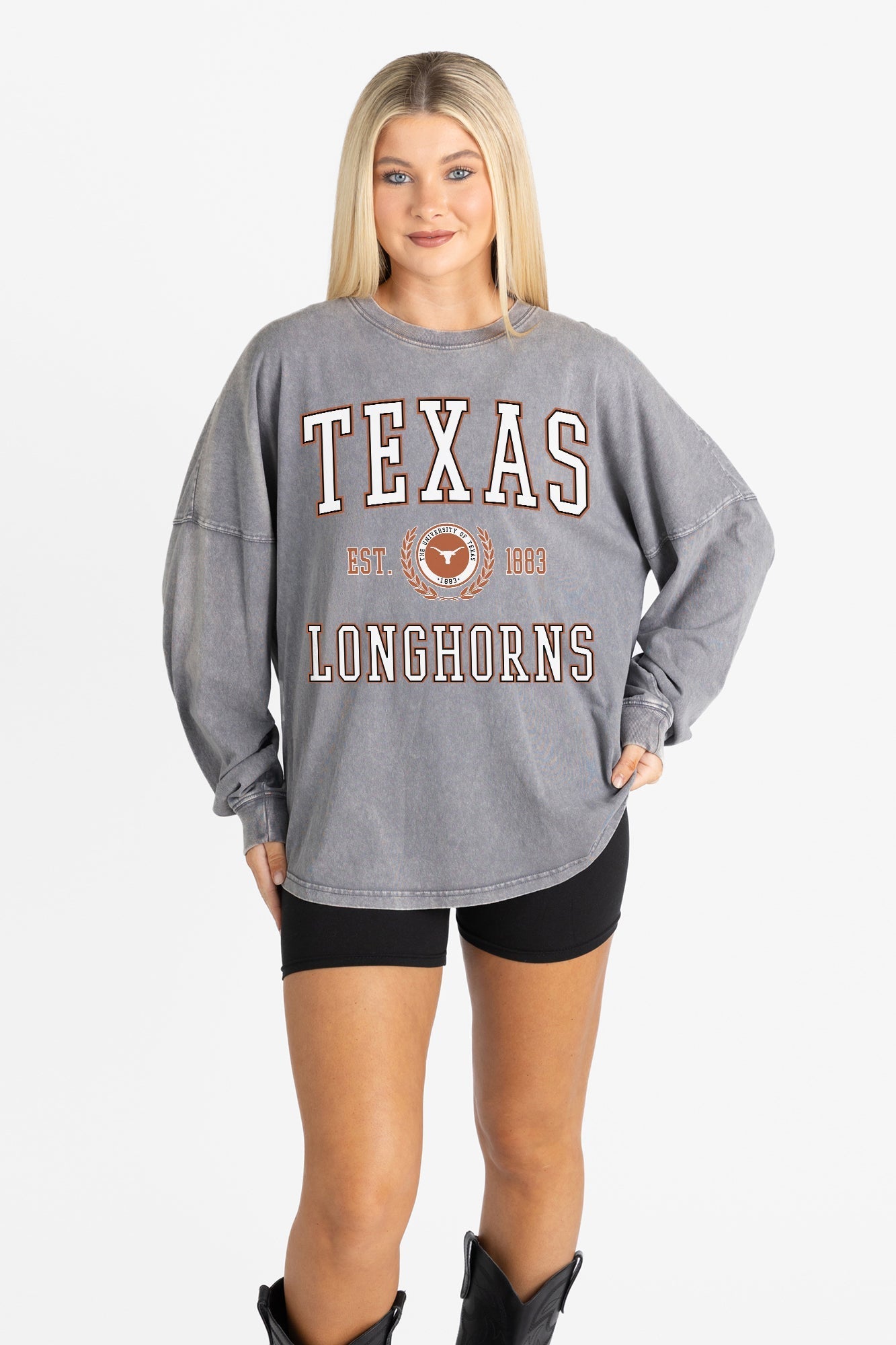 TEXAS LONGHORNS FINAL SCORE FADED WASH PULLOVER
