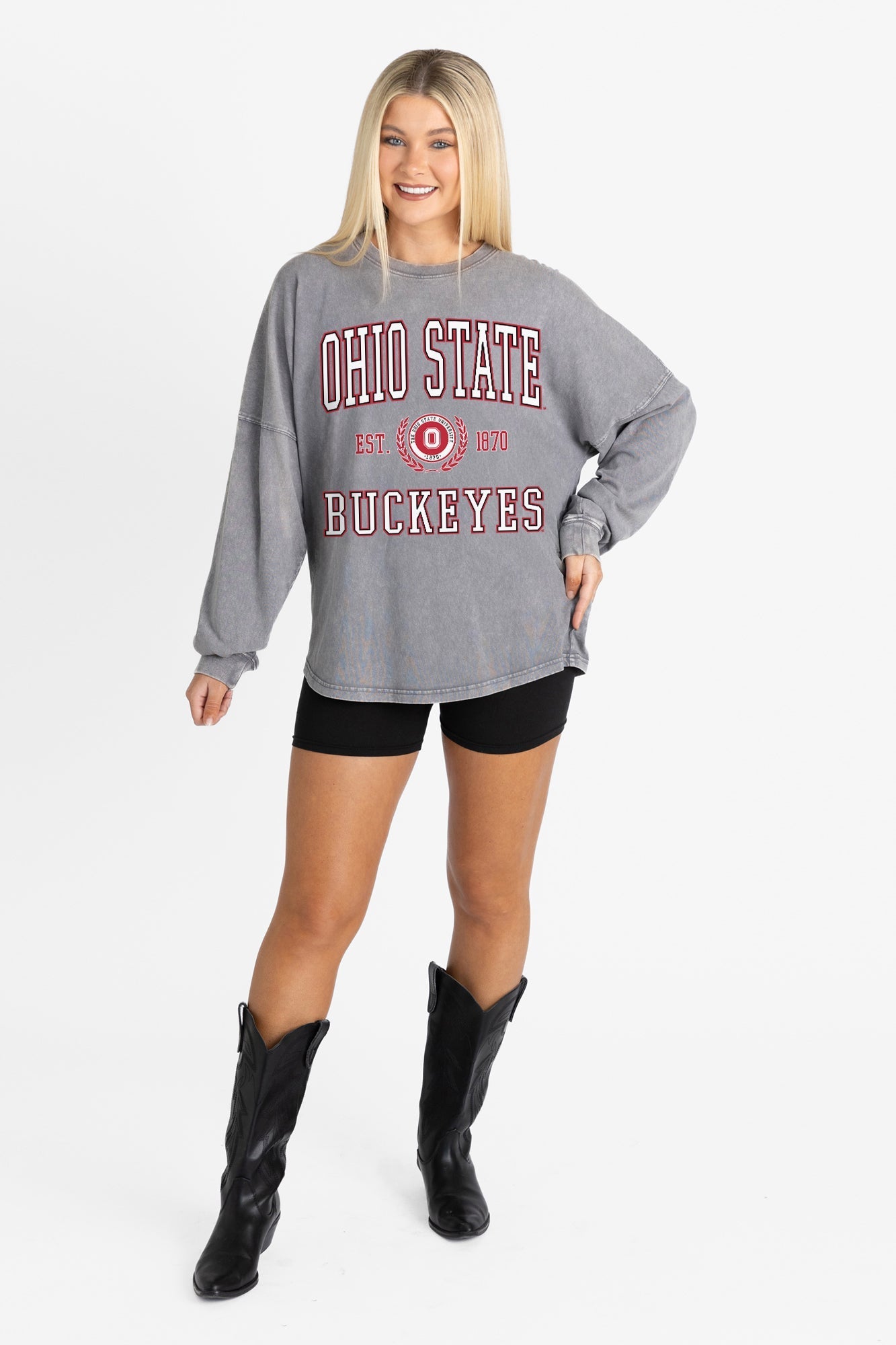 OHIO STATE BUCKEYES FINAL SCORE FADED WASH PULLOVER