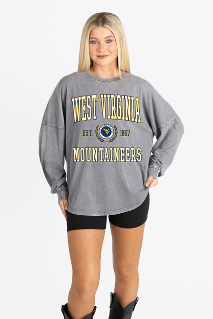 WEST VIRGINIA MOUNTAINEERS FINAL SCORE FADED WASH PULLOVER