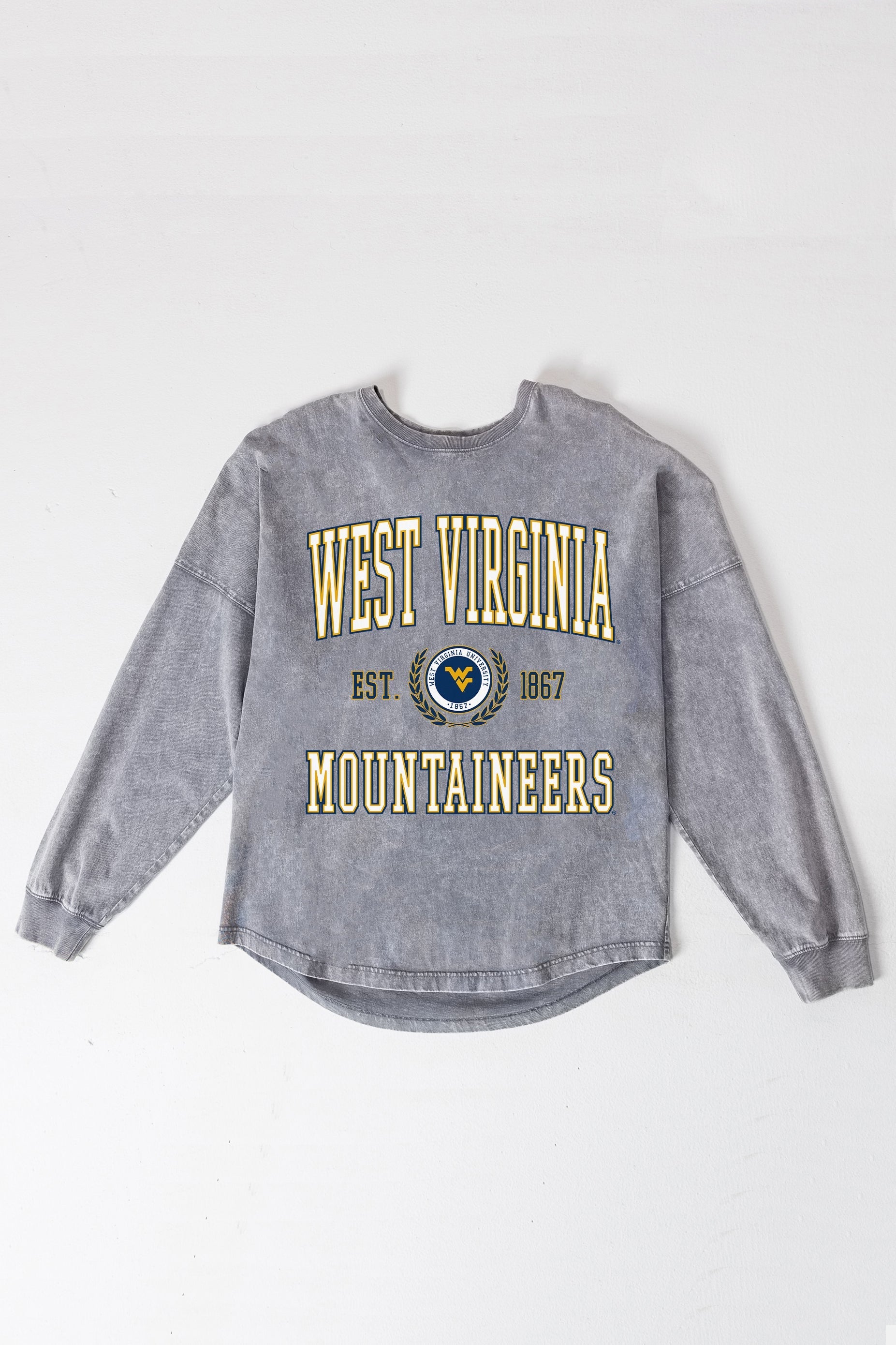 WEST VIRGINIA MOUNTAINEERS FINAL SCORE FADED WASH PULLOVER