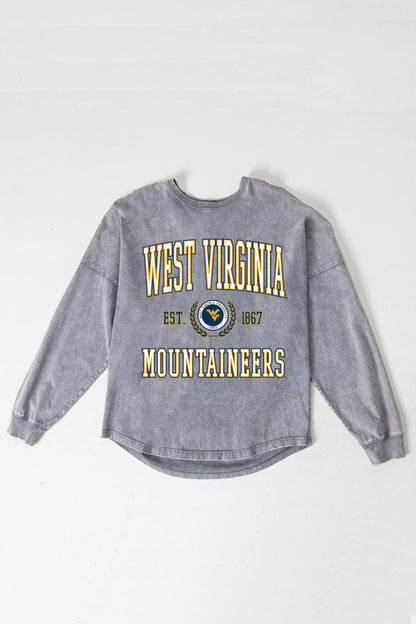 WEST VIRGINIA MOUNTAINEERS FINAL SCORE FADED WASH PULLOVER
