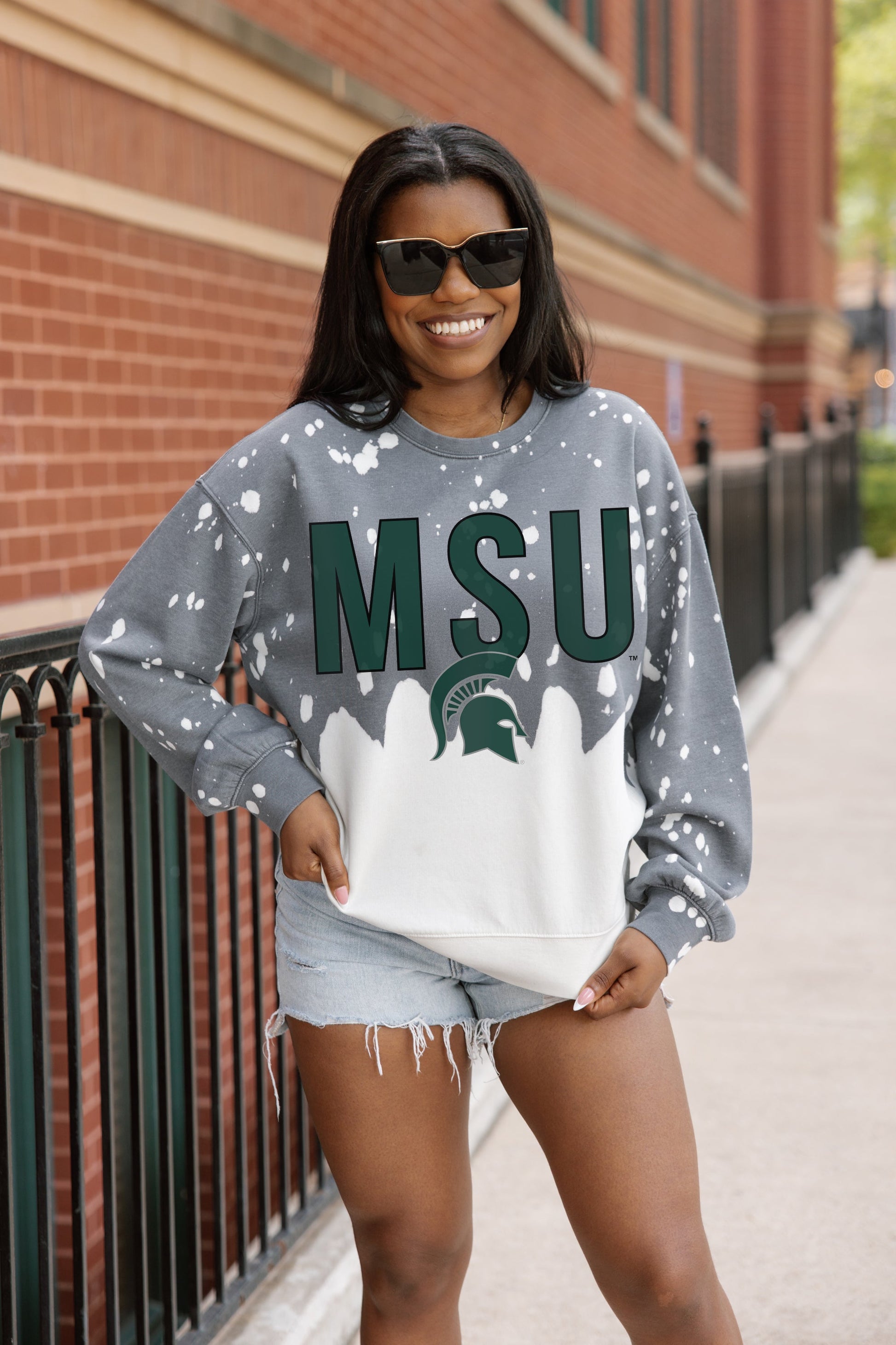MICHIGAN STATE SPARTANS CASUAL FAN LONG-SLEEVE FRENCH TERRY PULLOVER