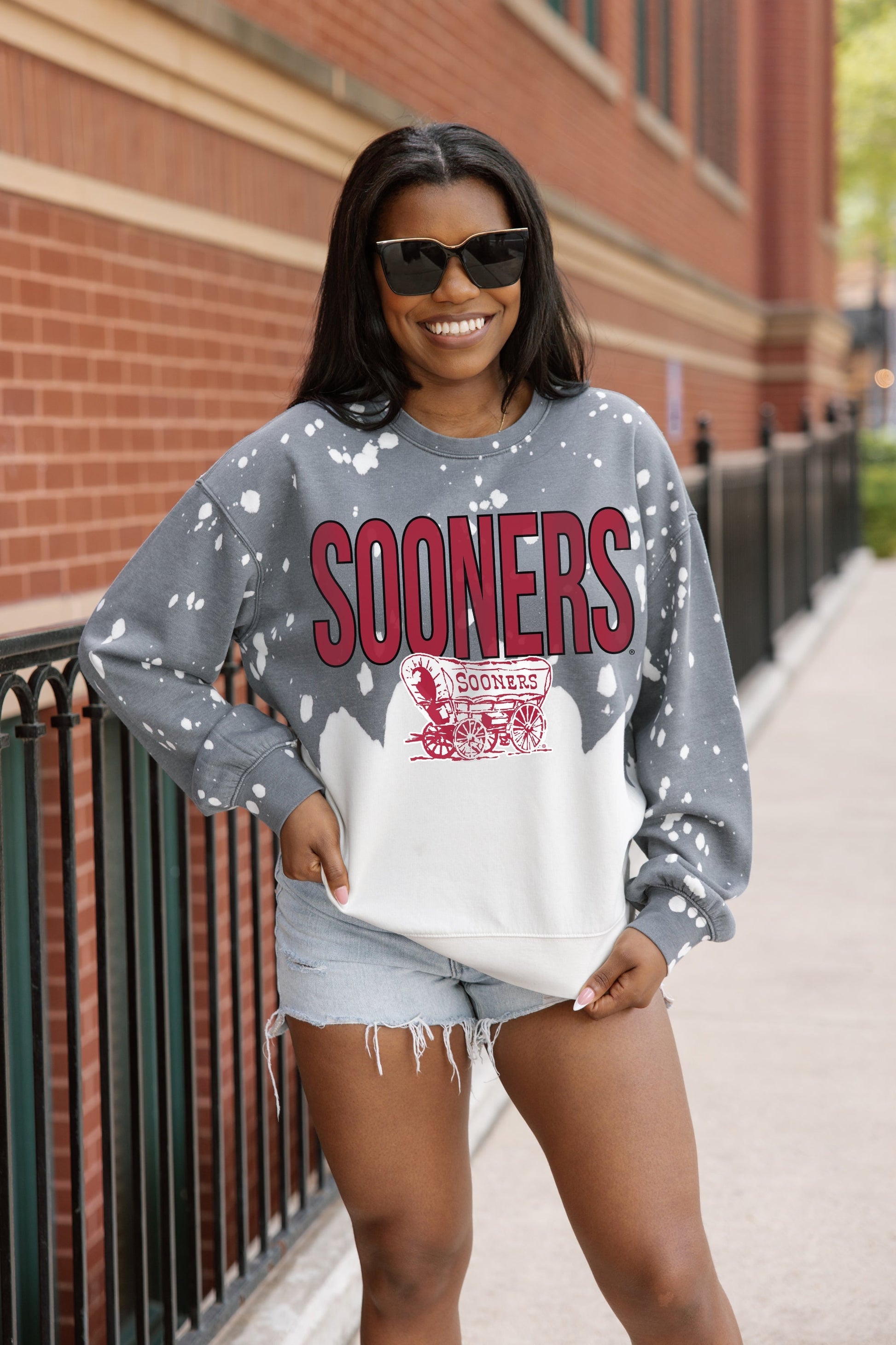 OKLAHOMA SOONERS CASUAL FAN LONG-SLEEVE FRENCH TERRY PULLOVER