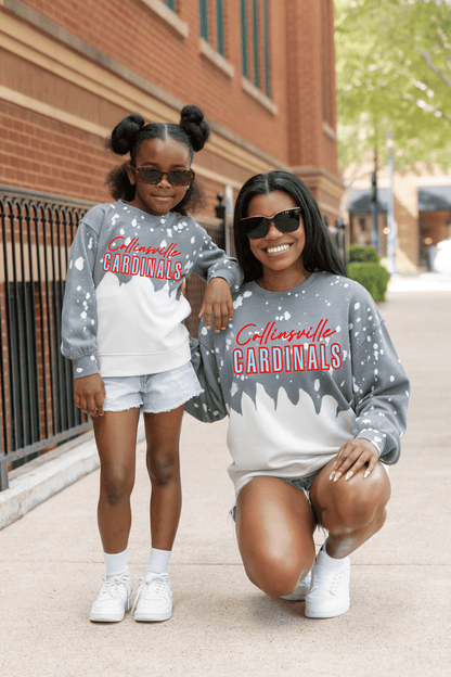 COLLINSVILLE CARDINALS YOUTH BLEACH WASH PULLOVER - The Club