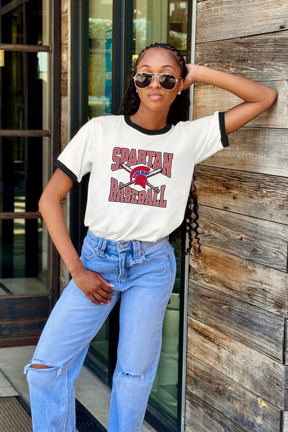 BIXBY SPARTANS BASEBALL VINTAGE RINGER TEE