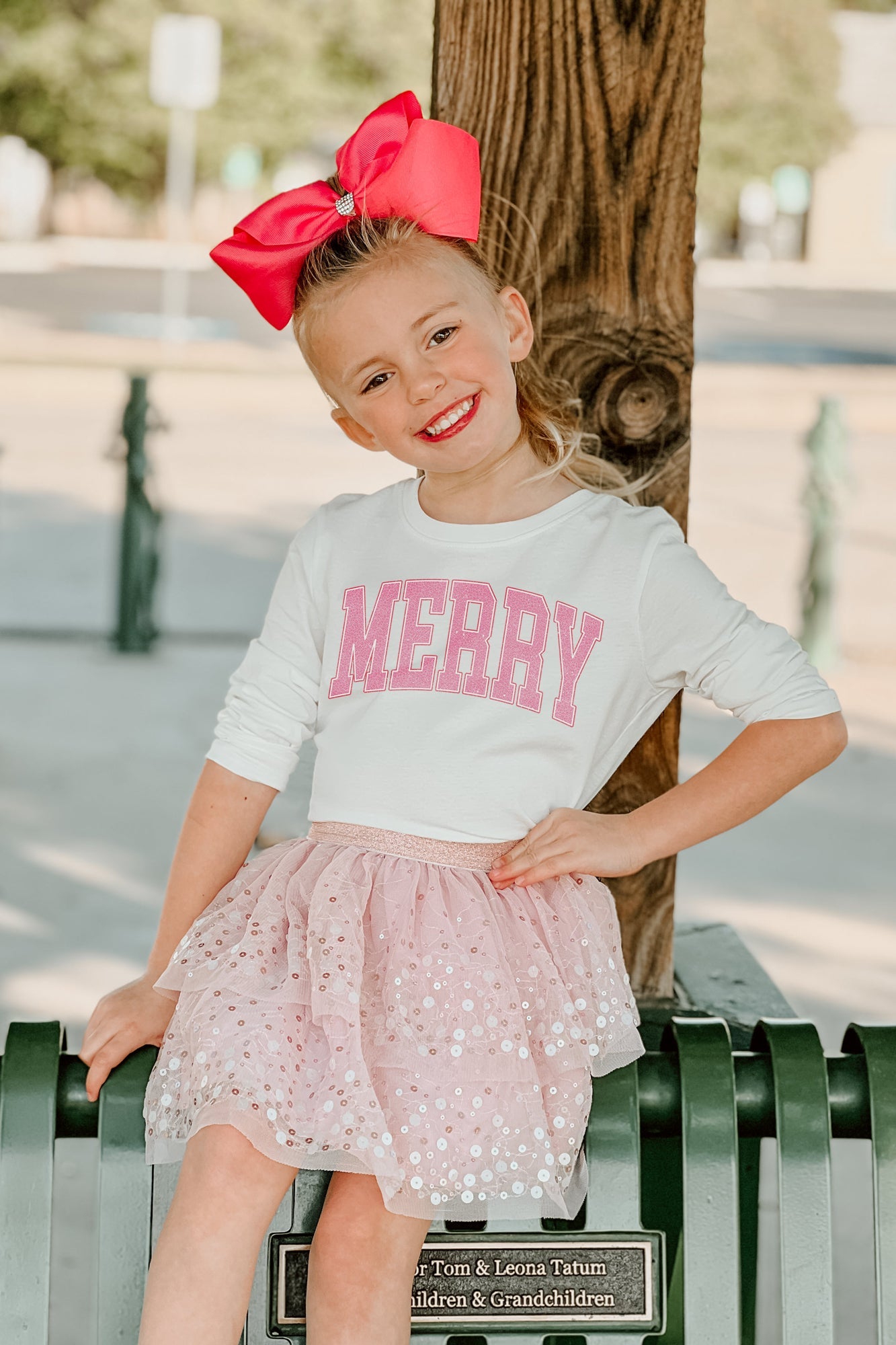 MERRY VARSITY LETTERS CLASSIC TODDLER LONG SLEEVE TEE IN WHITE