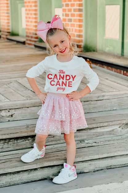 CANDY CANE GANG CLASSIC TODDLER LONG SLEEVE TEE IN WHITE