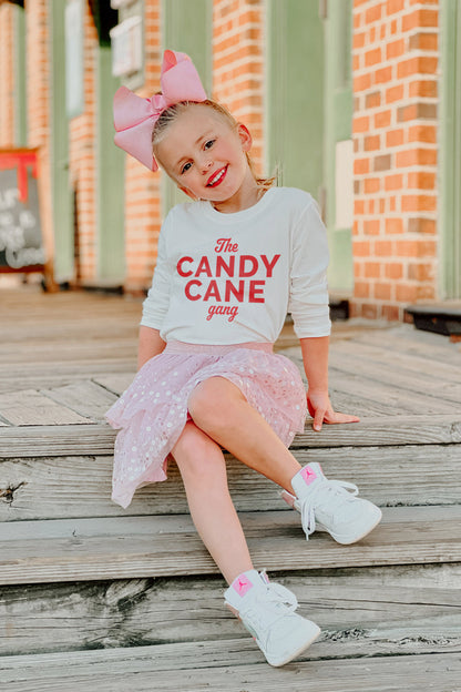 CANDY CANE GANG CLASSIC TODDLER LONG SLEEVE TEE IN WHITE