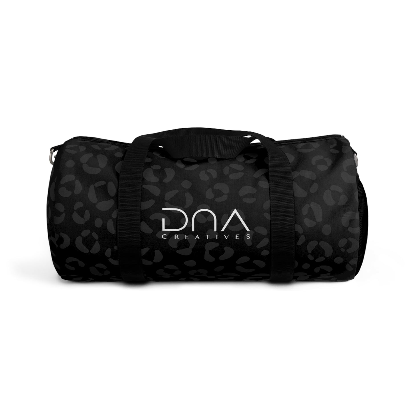 Leopard Print Duffel Bag with 'DNA Creatives' Logo — Travel Gym Weekender