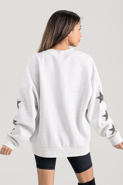 BIXBY SPARTANS BASKETBALL EMBELLISHED STAR SLEEVE CREWNECK PULLOVER