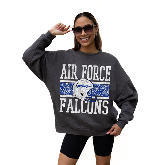 AIR FORCE FALCONS WILD TAILGATE LONG SLEEVE UNISEX FIT PREMIUM FLEECE CREWNECK SWEATSHIRT WITH RIBBED KNIT NECKLINE, WRIST, AND WAISTBAND