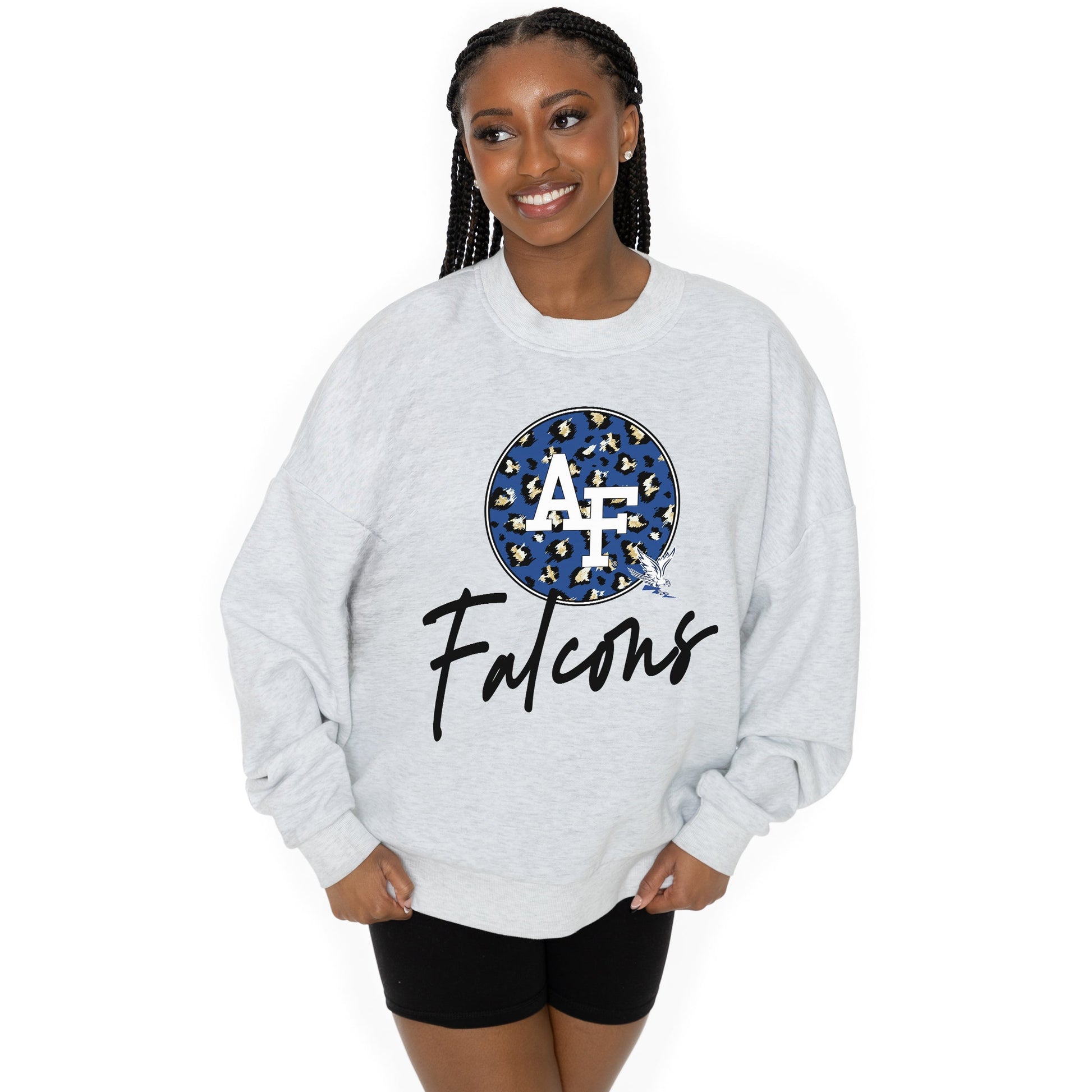 AIR FORCE FALCONS GOING WILD LONG SLEEVE UNISEX FIT PREMIUM FLEECE CREWNECK SWEATSHIRT WITH RIBBED KNIT NECKLINE, WRIST, AND WAISTBAND