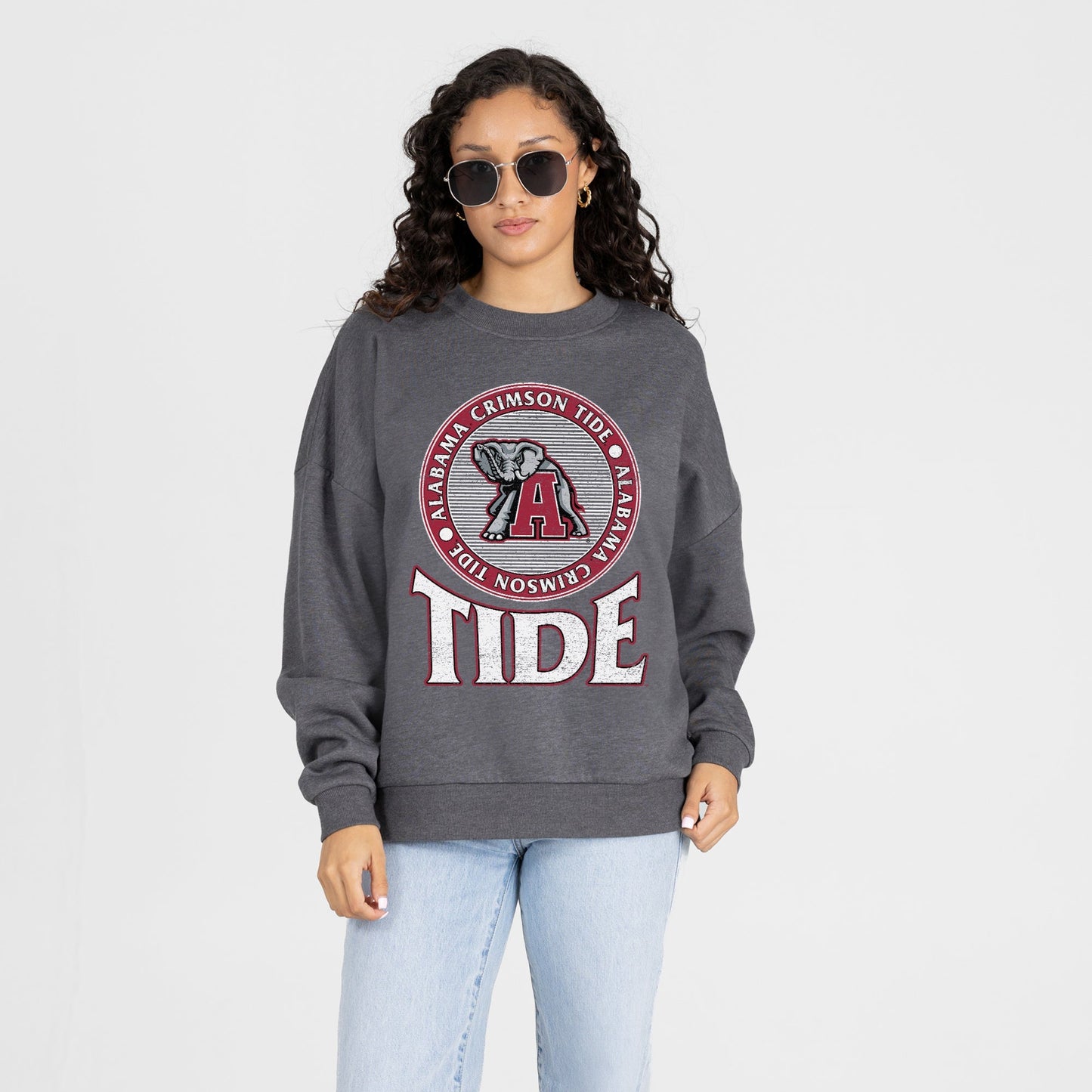 ALABAMA CRIMSON TIDE SATURDAY SEAL PREMIUM FLEECE DROP SHOULDER CREWNECK PULLOVER