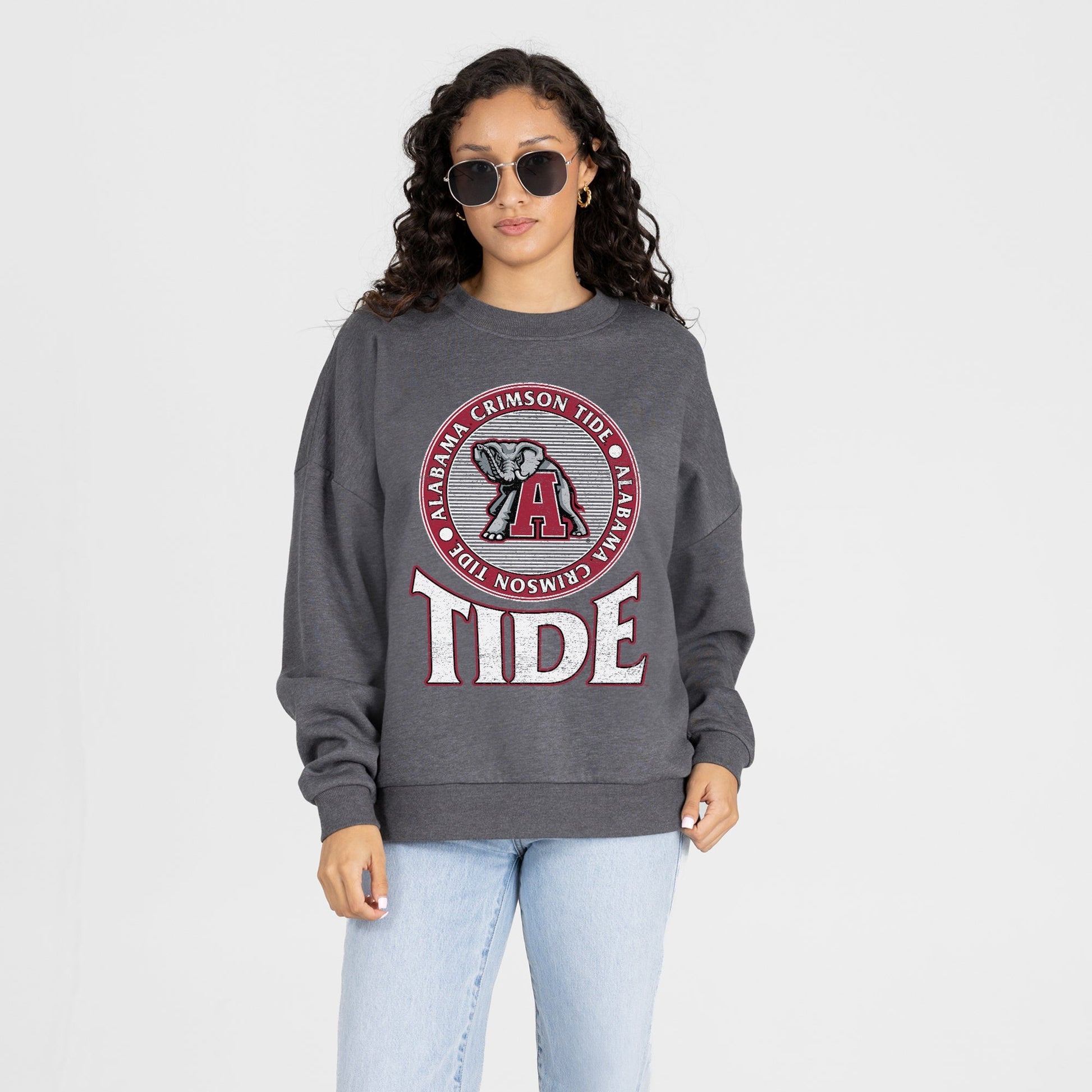 ALABAMA CRIMSON TIDE SATURDAY SEAL PREMIUM FLEECE DROP SHOULDER CREWNECK PULLOVER