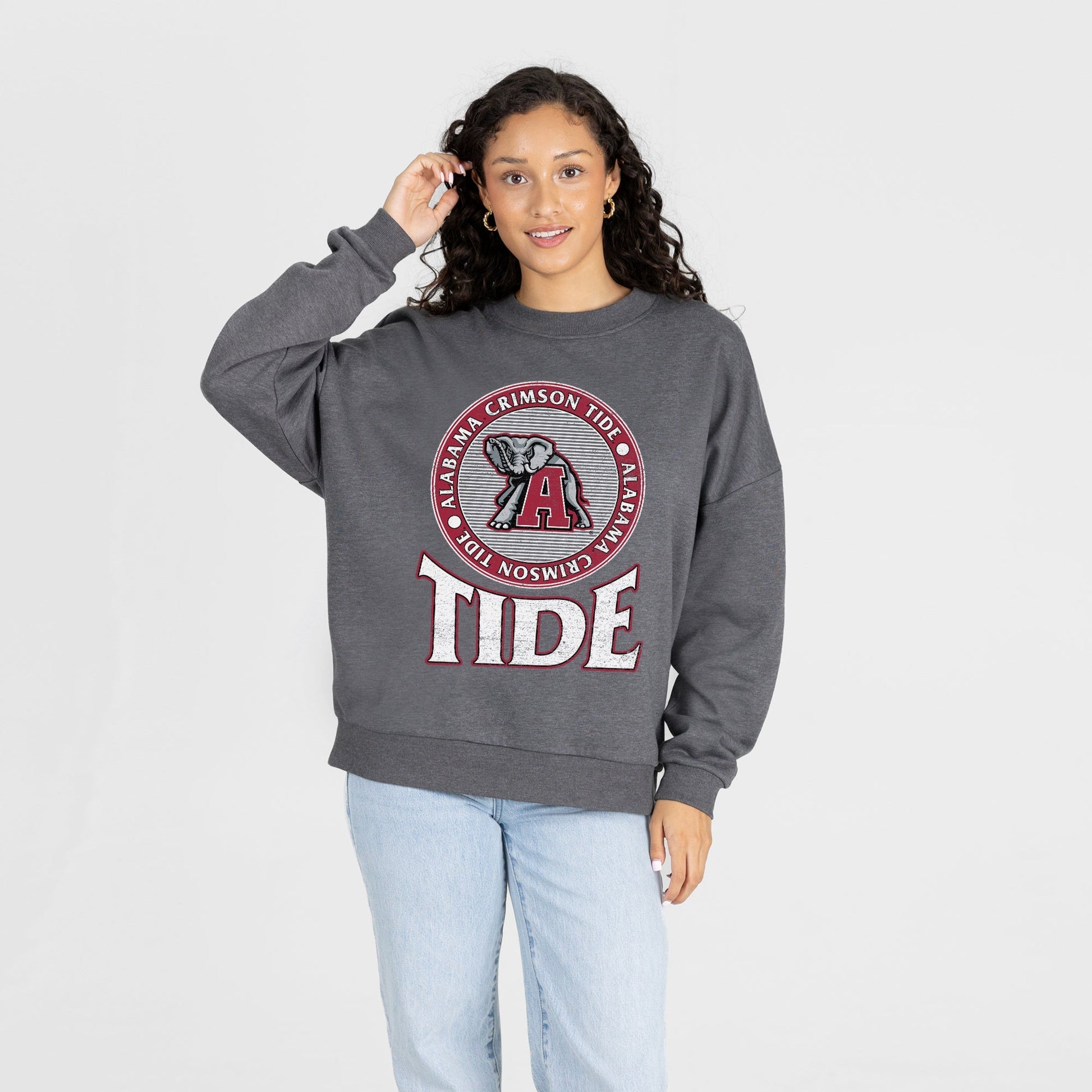 ALABAMA CRIMSON TIDE SATURDAY SEAL PREMIUM FLEECE DROP SHOULDER CREWNECK PULLOVER