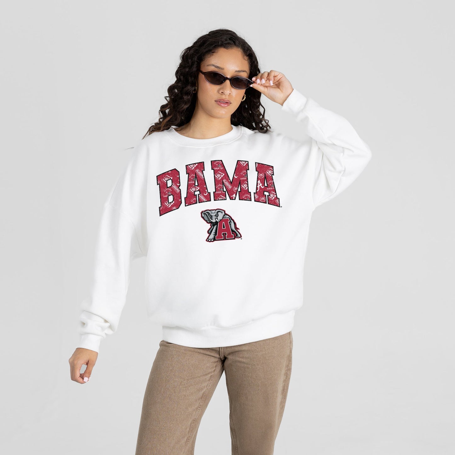 ALABAMA CRIMSON TIDE SWEET PLAY PREMIUM FLEECE DROP SHOULDER CREWNECK PULLOVER