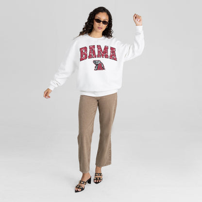 ALABAMA CRIMSON TIDE SWEET PLAY PREMIUM FLEECE DROP SHOULDER CREWNECK PULLOVER
