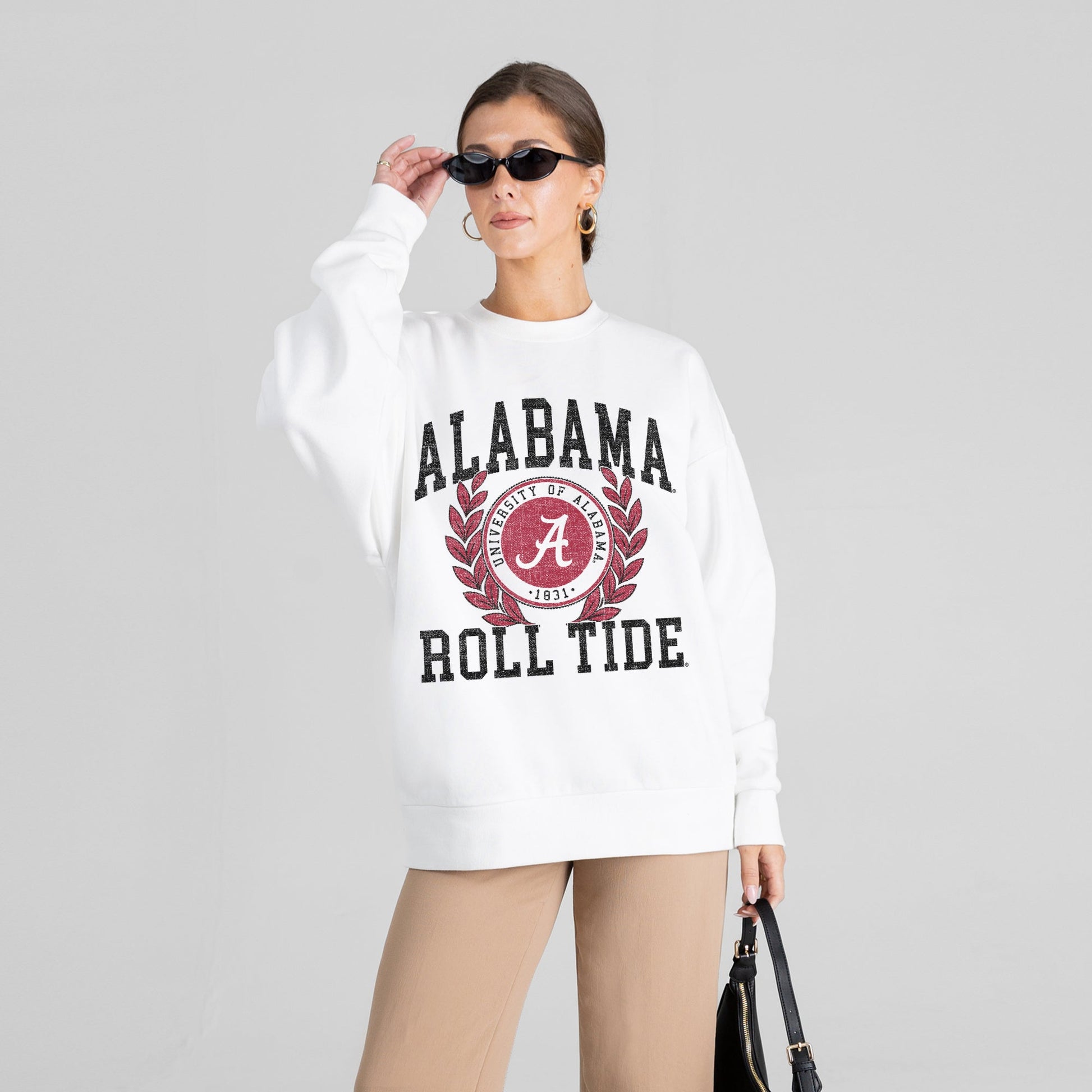 ALABAMA CRIMSON TIDE GOLD STANDARD PREMIUM FLEECE DROP SHOULDER CREWNECK PULLOVER