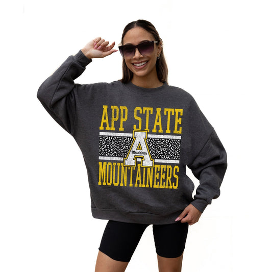 APPALACHIAN STATE MOUNTAINEERS WILD TAILGATE LONG SLEEVE UNISEX FIT PREMIUM FLEECE CREWNECK SWEATSHIRT WITH RIBBED KNIT NECKLINE, WRIST, AND WAISTBAND - The Club