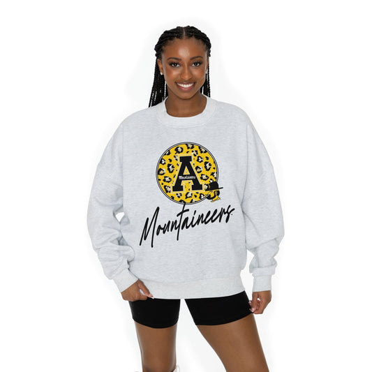 APPALACHIAN STATE MOUNTAINEERS GOING WILD LONG SLEEVE UNISEX FIT PREMIUM FLEECE CREWNECK SWEATSHIRT WITH RIBBED KNIT NECKLINE, WRIST, AND WAISTBAND - The Club