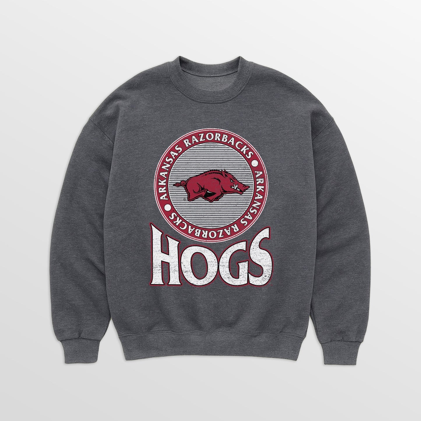 ARKANSAS RAZORBACKS SATURDAY SEAL PREMIUM FLEECE DROP SHOULDER CREWNECK PULLOVER