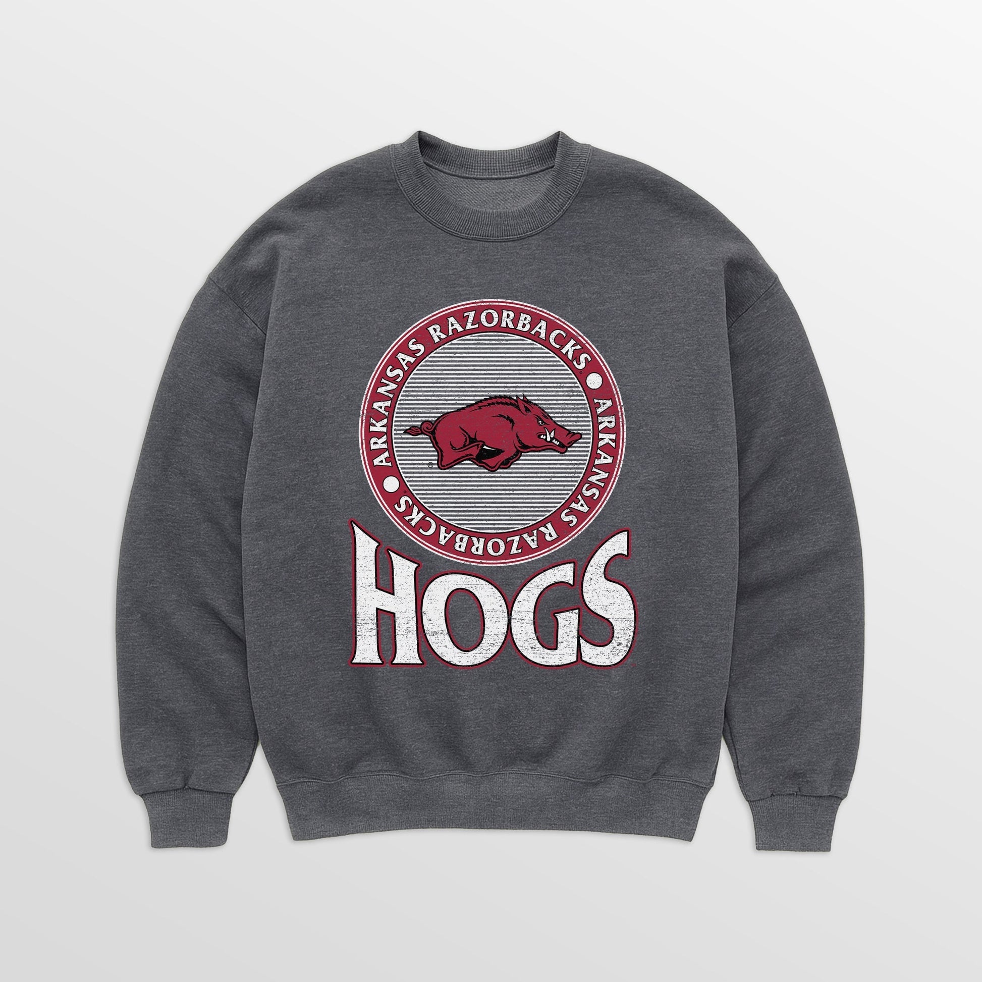 ARKANSAS RAZORBACKS SATURDAY SEAL PREMIUM FLEECE DROP SHOULDER CREWNECK PULLOVER