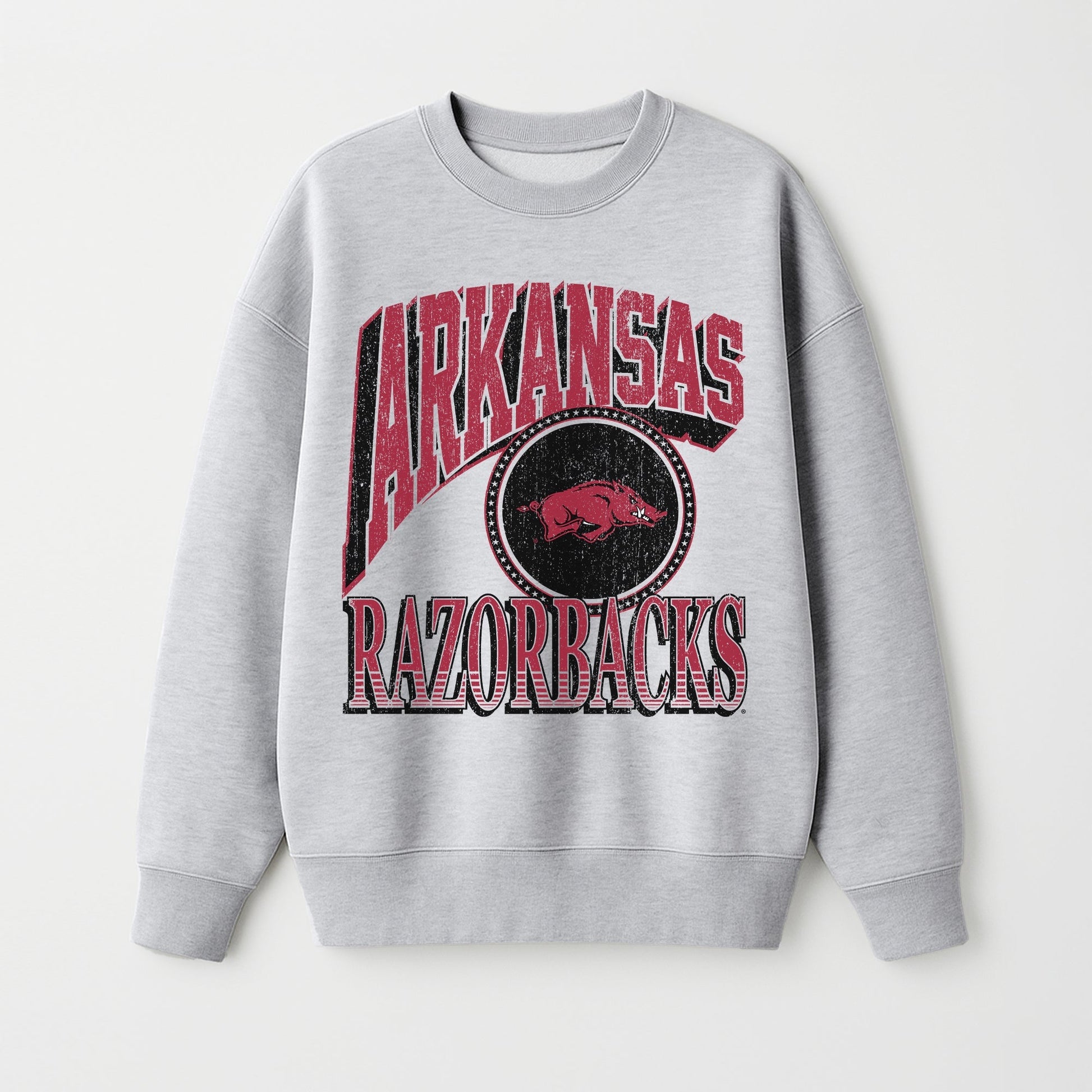 ARKANSAS RAZORBACKS GAME ON PREMIUM FLEECE DROP SHOULDER CREWNECK PULLOVER