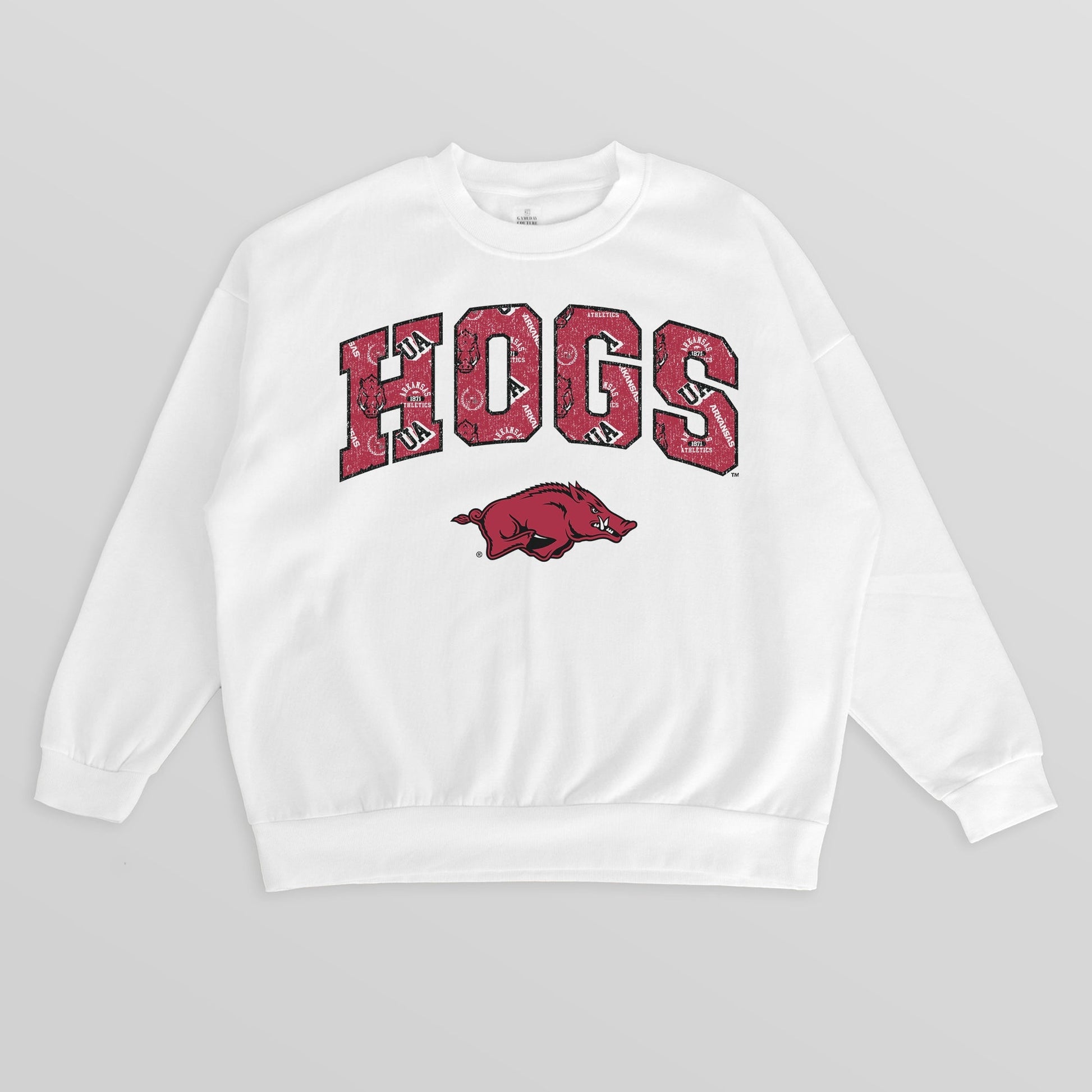 ARKANSAS RAZORBACKS SWEET PLAY PREMIUM FLEECE DROP SHOULDER CREWNECK PULLOVER