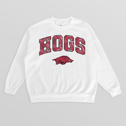 ARKANSAS RAZORBACKS SWEET PLAY PREMIUM FLEECE DROP SHOULDER CREWNECK PULLOVER