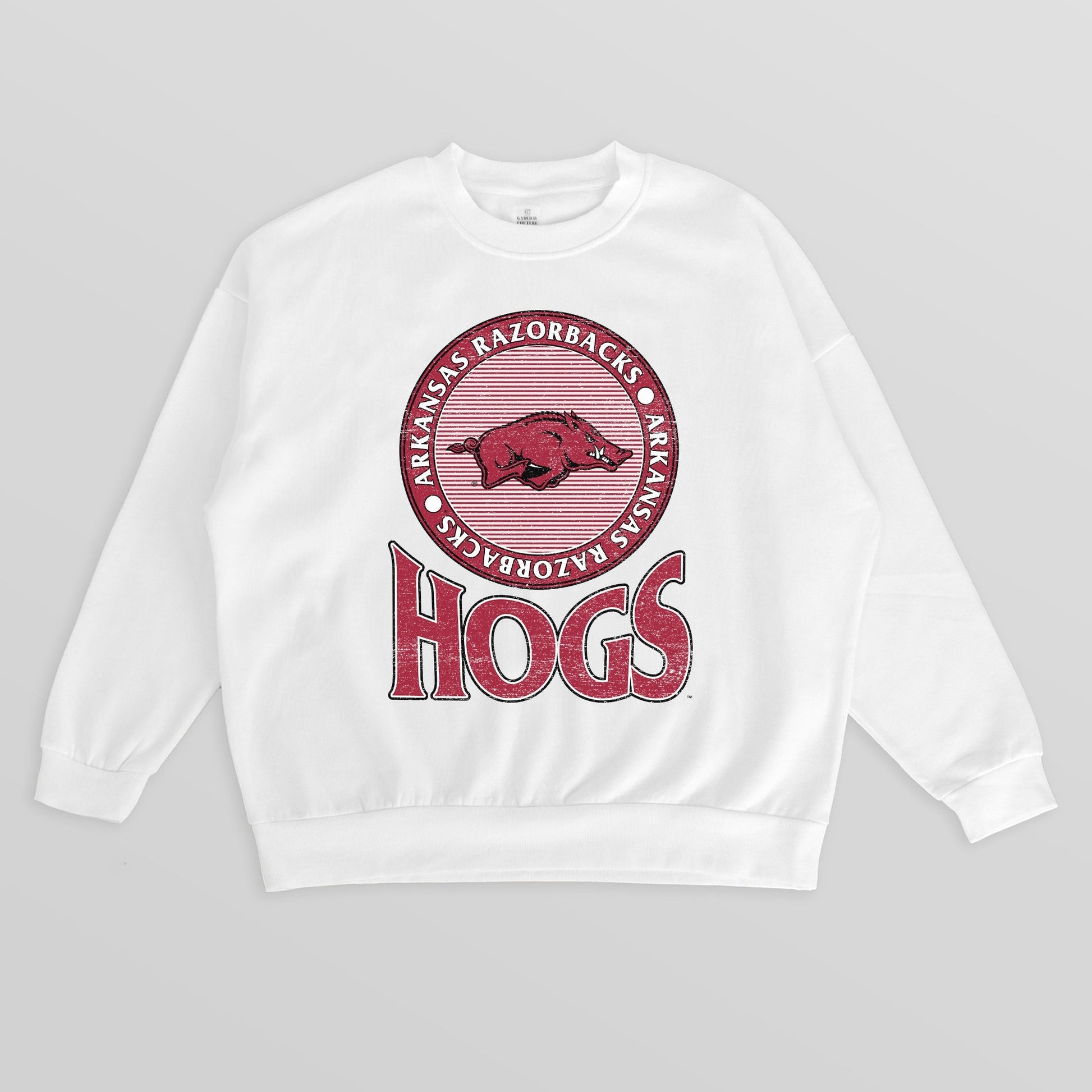 ARKANSAS RAZORBACKS ENDZONE PREMIUM FLEECE DROP SHOULDER CREWNECK PULLOVER