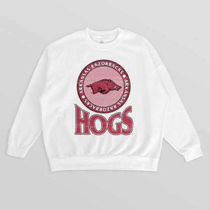 ARKANSAS RAZORBACKS ENDZONE PREMIUM FLEECE DROP SHOULDER CREWNECK PULLOVER
