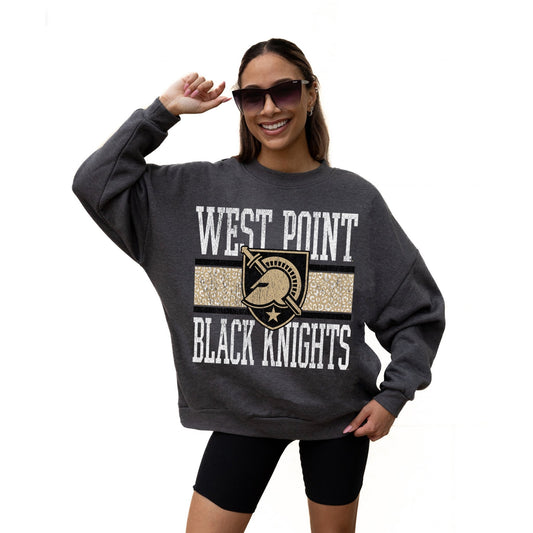 ARMY BLACK KNIGHTS WILD TAILGATE LONG SLEEVE UNISEX FIT PREMIUM FLEECE CREWNECK SWEATSHIRT WITH RIBBED KNIT NECKLINE, WRIST, AND WAISTBAND - The Club