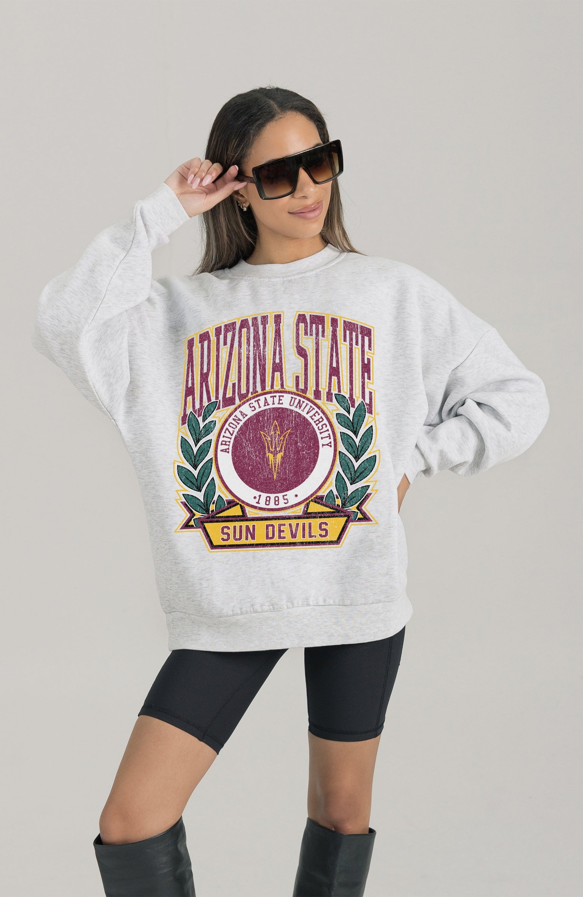 ARIZONA STATE SUN DEVILS HERITAGE PREMIUM FLEECE DROP SHOULDER CREWNECK PULLOVER