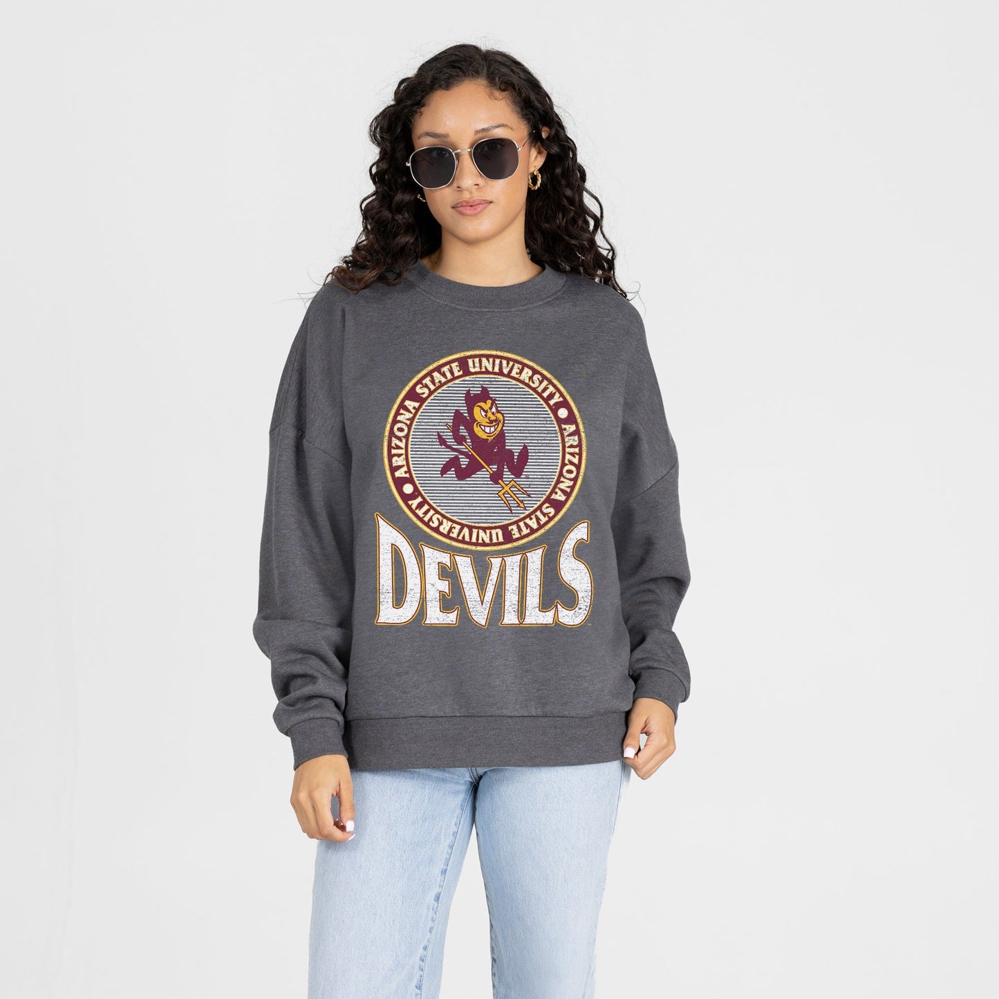 ARIZONA STATE SUN DEVILS SATURDAY SEAL PREMIUM FLEECE DROP SHOULDER CREWNECK PULLOVER