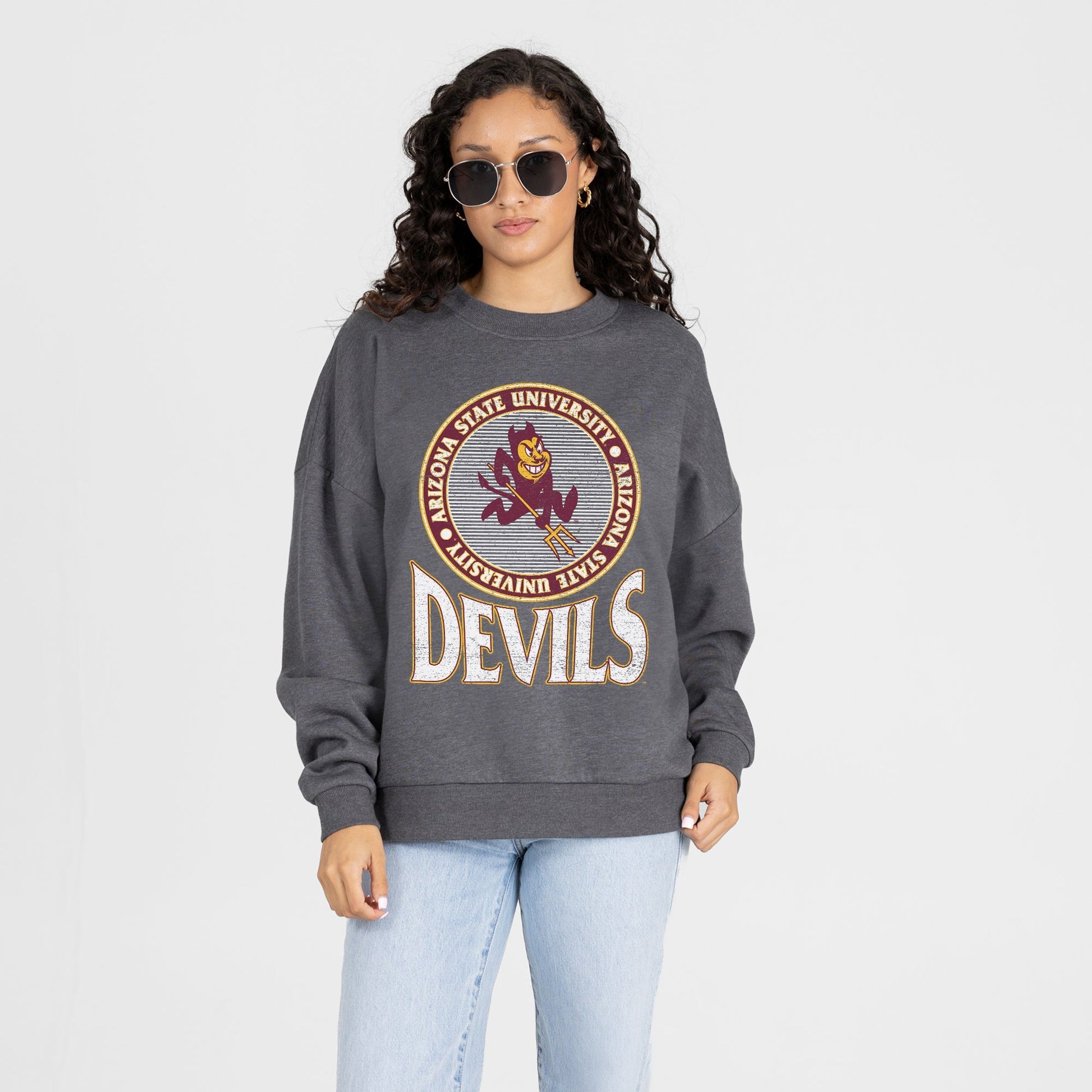 ARIZONA STATE SUN DEVILS SATURDAY SEAL PREMIUM FLEECE DROP SHOULDER CREWNECK PULLOVER