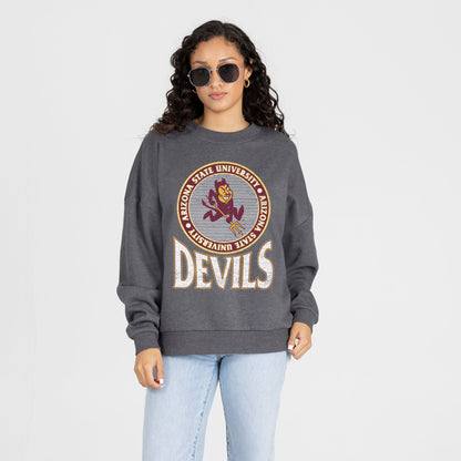 ARIZONA STATE SUN DEVILS SATURDAY SEAL PREMIUM FLEECE DROP SHOULDER CREWNECK PULLOVER
