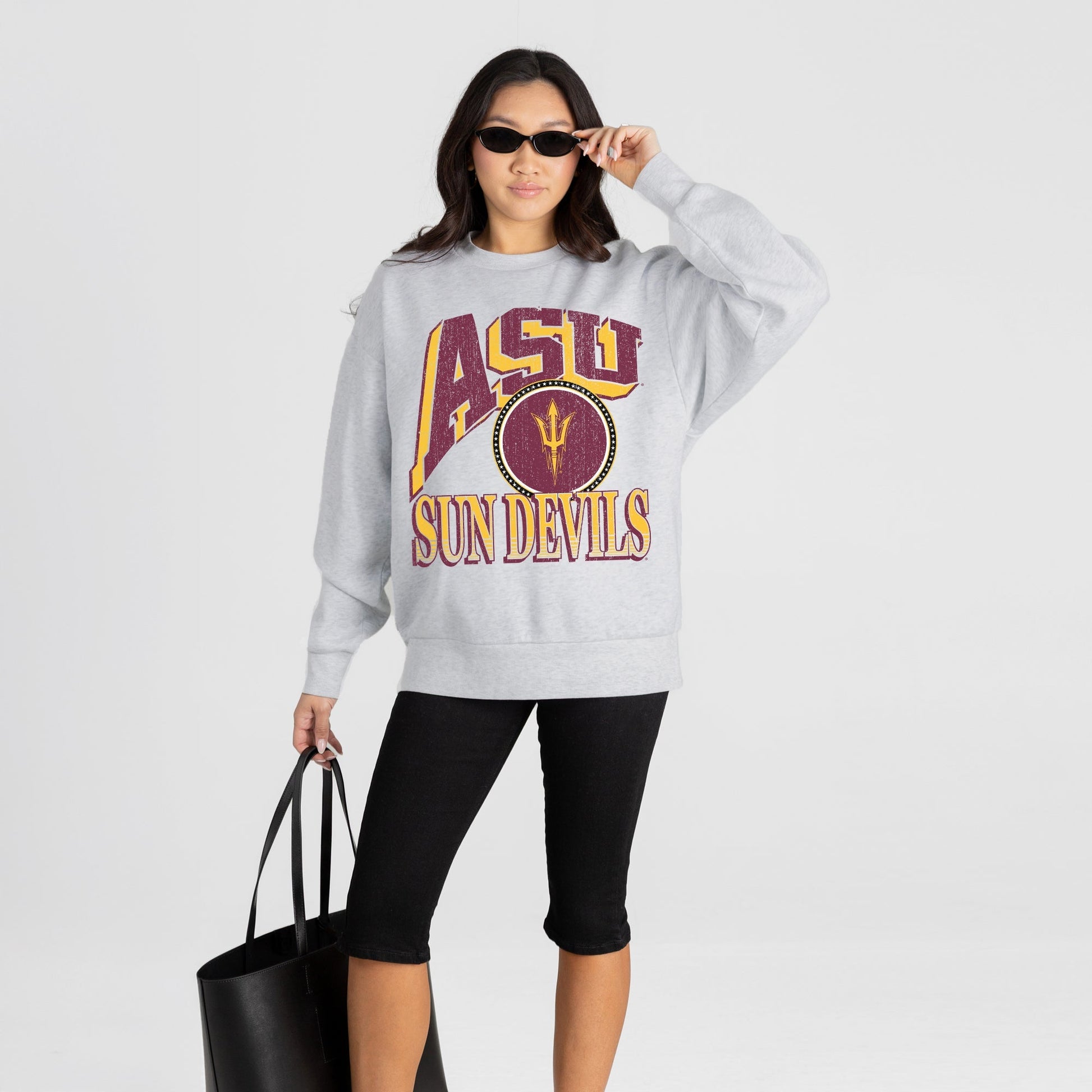 ARIZONA STATE SUN DEVILS GAME ON PREMIUM FLEECE DROP SHOULDER CREWNECK PULLOVER