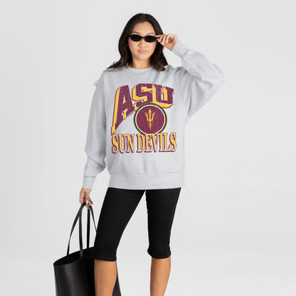 ARIZONA STATE SUN DEVILS GAME ON PREMIUM FLEECE DROP SHOULDER CREWNECK PULLOVER