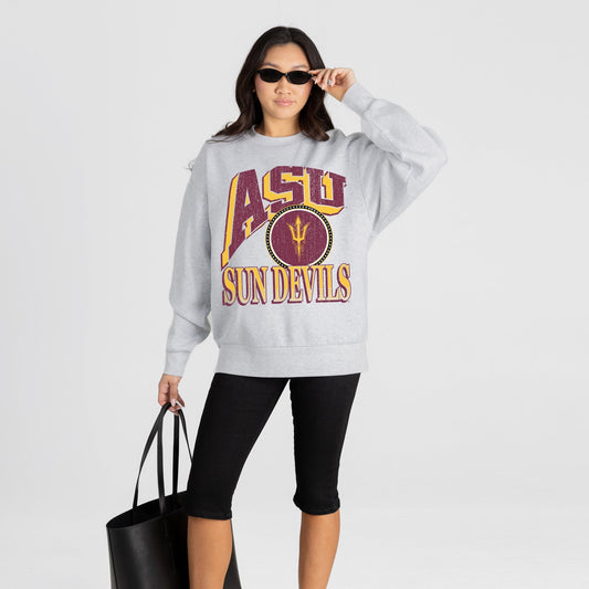 ARIZONA STATE SUN DEVILS GAME ON PREMIUM FLEECE DROP SHOULDER CREWNECK PULLOVER