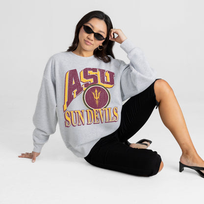 ARIZONA STATE SUN DEVILS GAME ON PREMIUM FLEECE DROP SHOULDER CREWNECK PULLOVER